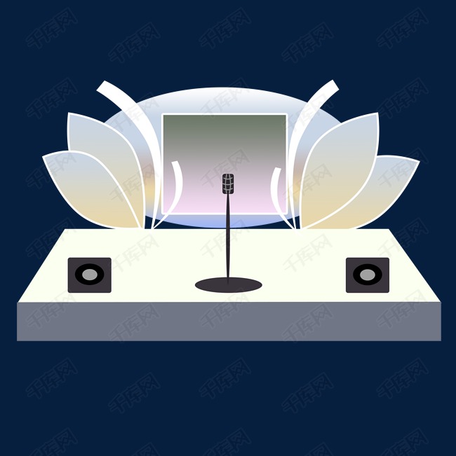 手绘演奏舞台插画