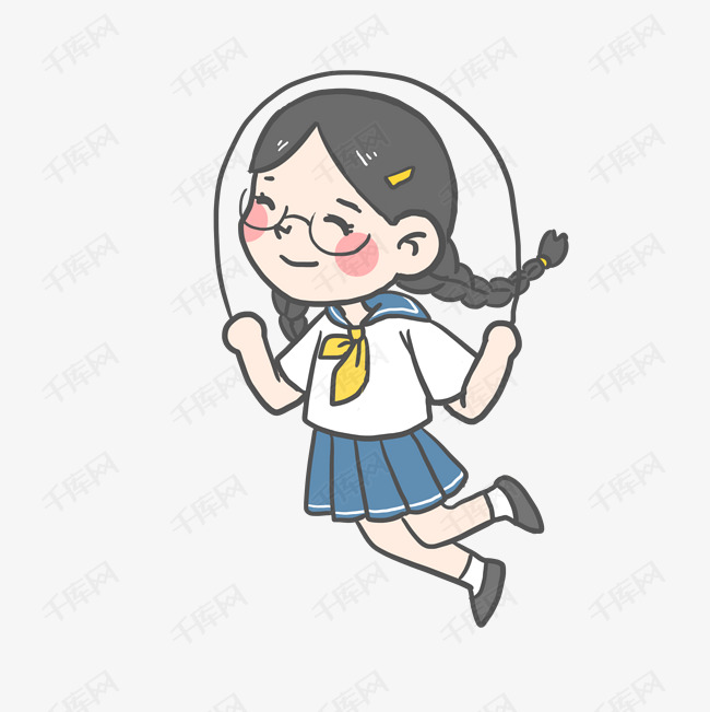 跳绳的女学生png