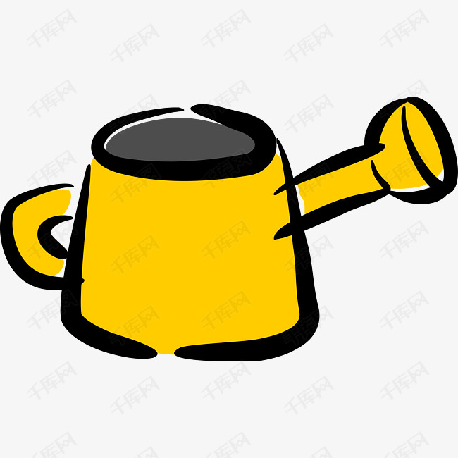 卡通黄色洒水壶矢量透明png