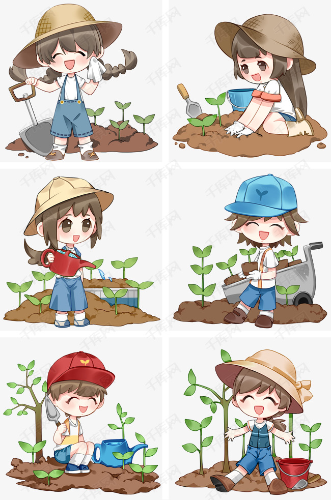 植树节人物插画合集