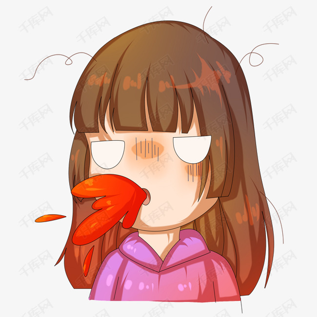 手绘吐血小女孩表情包