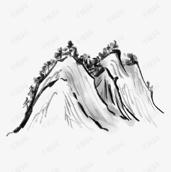 手绘卡通山峰免抠图