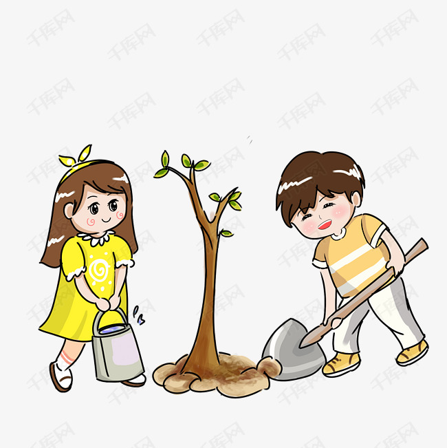植树节劳动的小朋友