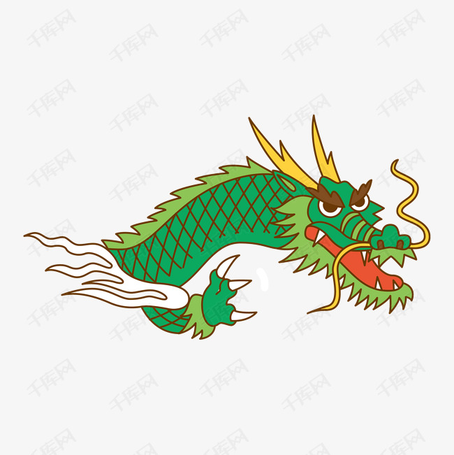 龙抬头龙头卡通手绘矢量图