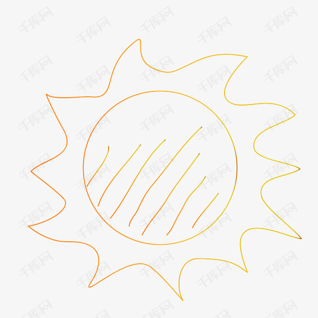 卡通简笔画火辣辣的太阳免扣图