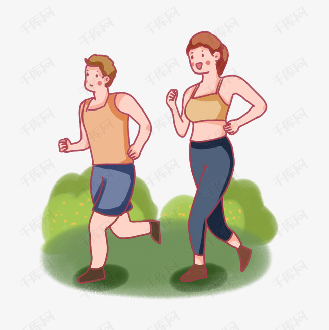 手绘卡通运动跑步减肥的人