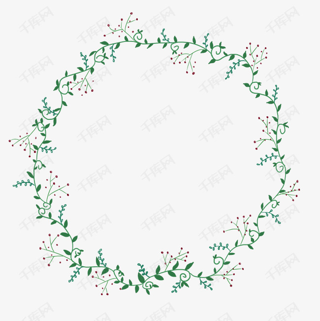 手绘小清新春天植物圆形边框png免抠图素材图片免费