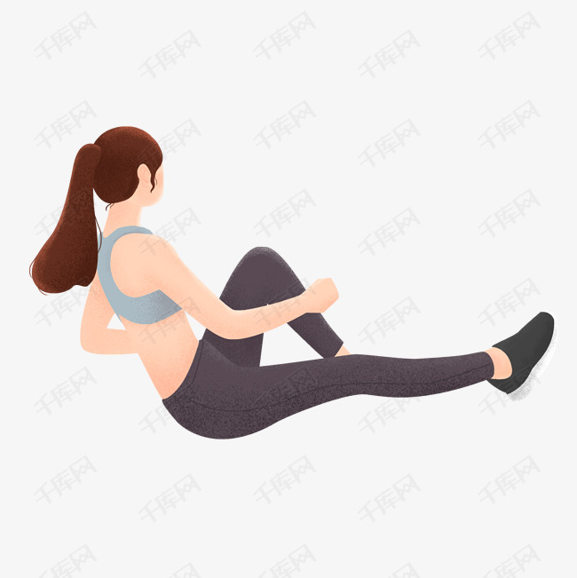 卡通侧弓腿免抠图女人