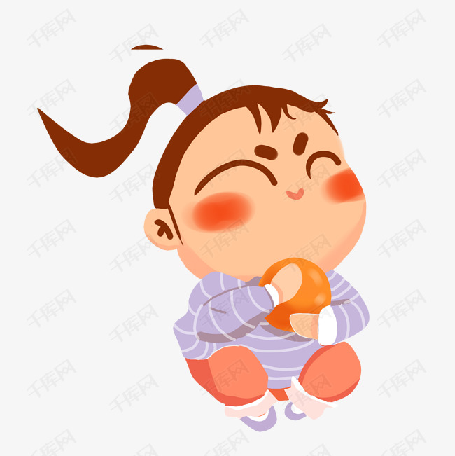 可爱的女孩吃水果免抠图
