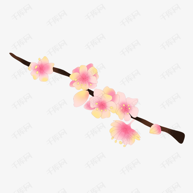 卡通春天桃花插画