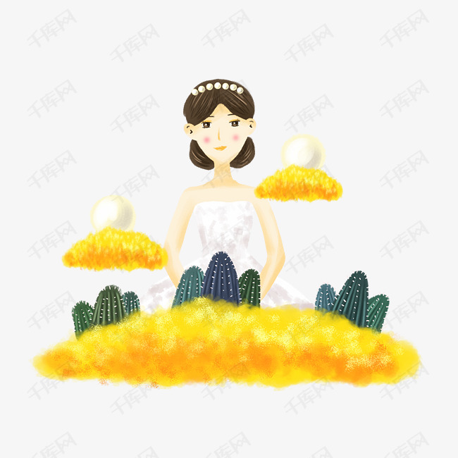 手绘卡通珍珠女孩可爱梦幻世界