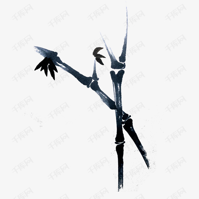 竹子墨竹水墨国画简约线条枯笔PNG素材图片