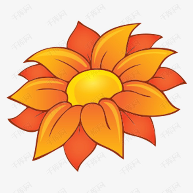 卡通橙色的向日葵花朵免扣图