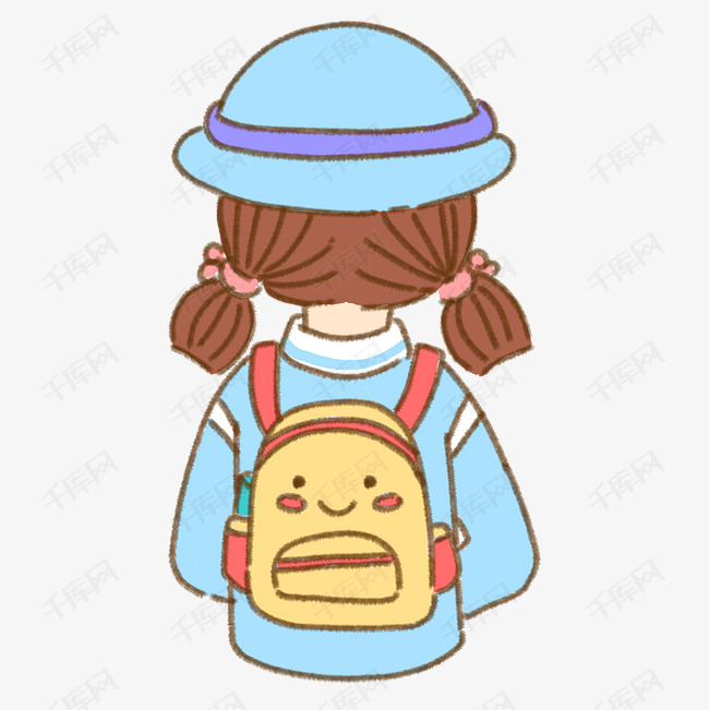 开学季学生上学女生小女孩背书包可爱