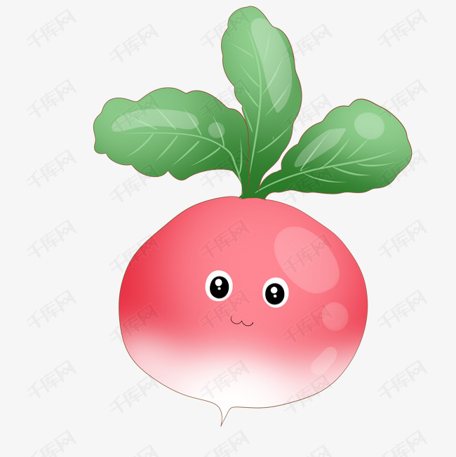 手绘粉色小萝卜插画