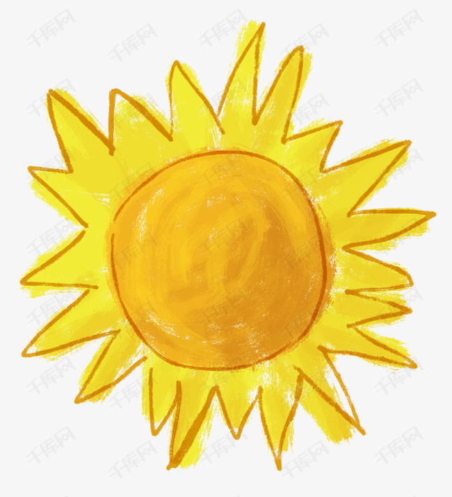 手绘儿童画金黄太阳