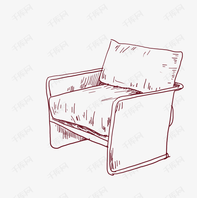 线描沙发家具插画