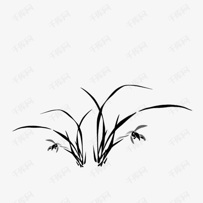 水墨画水墨兰花元素