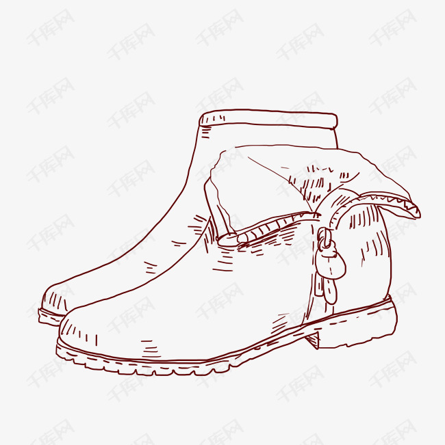 手绘高帮棉鞋插画