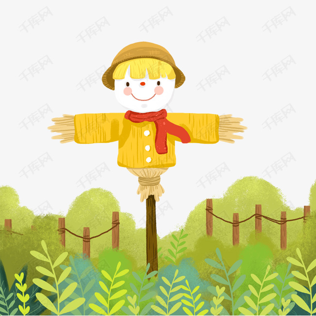 卡通可爱黄色线条稻草人素材图片免费下载_高清psd_千
