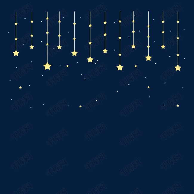 夜空垂挂的金色星星元素