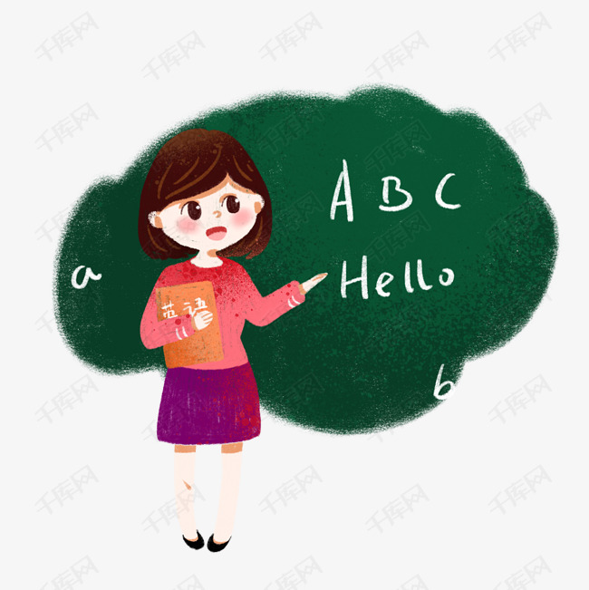原创在黑板前讲课的abc英语老师