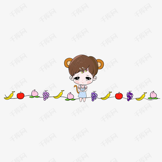水果小女孩分割线