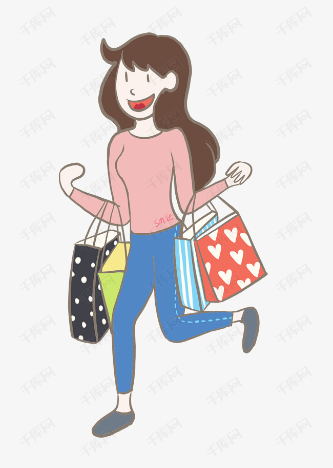 女孩大包小包开心的购物素材图片免费下载_高清psd_千