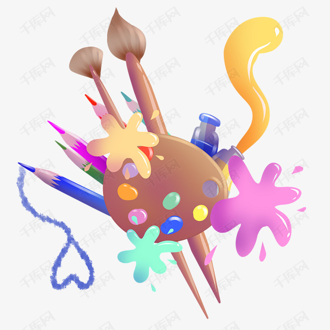 绘画工具创意卡通手绘素材图片免费下载_高清psd_千库