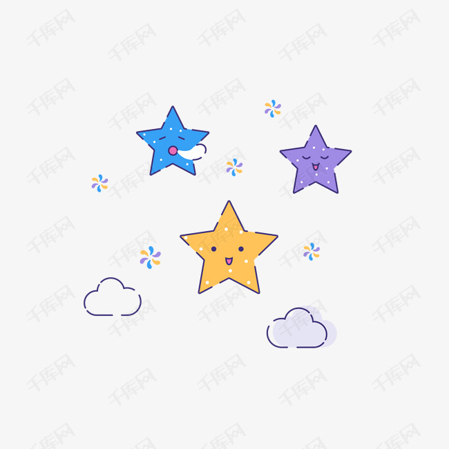 卡通不同颜色的小星星