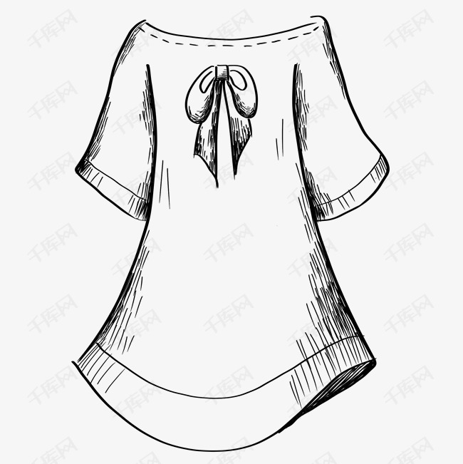 线描女士连衣裙插画
