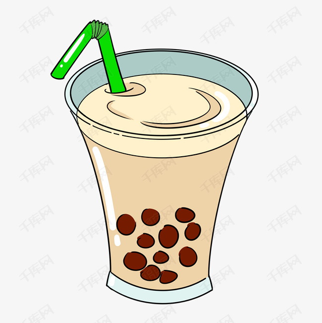 珍珠奶茶卡通插画的素材免抠奶茶的插画好喝的奶茶珍珠的奶茶美味的
