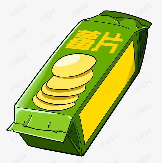绿色袋子薯片插画