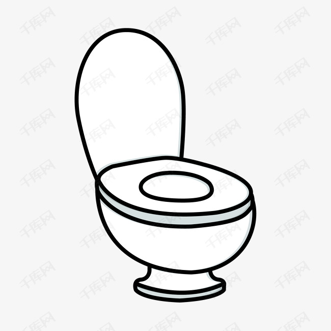 手绘卡通扁平白色卫生间坐厕
