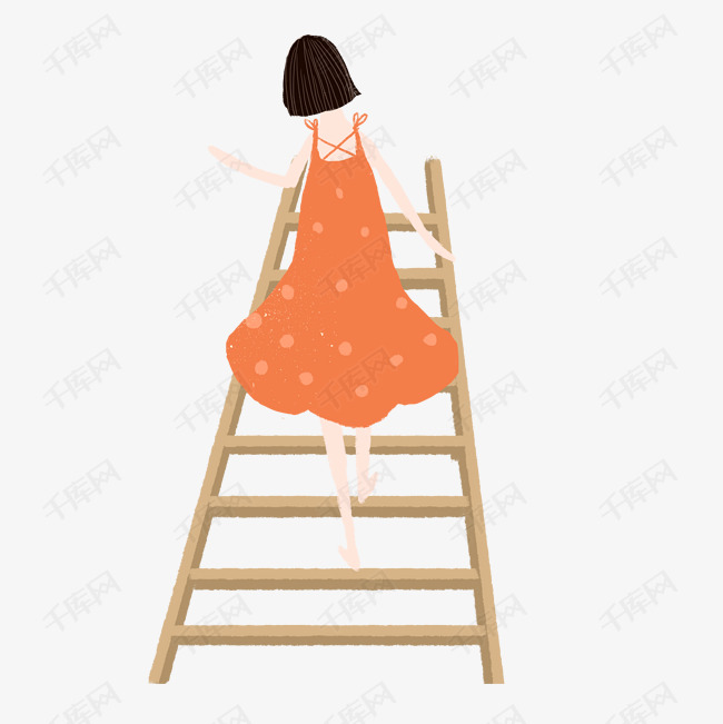 正在爬楼梯的可爱女孩免扣图