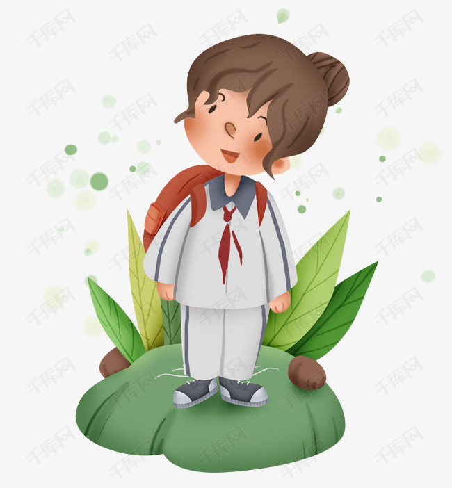 穿校服背书包的小学生