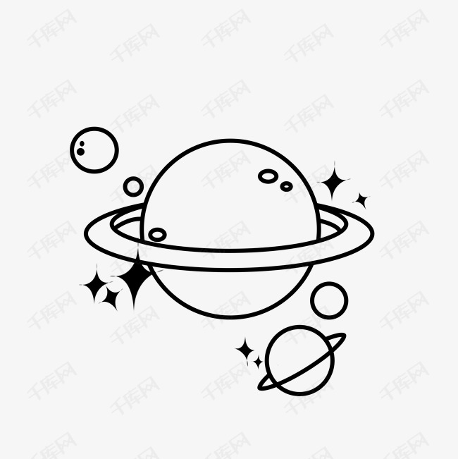 简约简笔画黑白组合纹身星球素材图片免费下载_高清