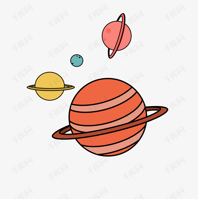 卡通可爱彩色星球组合儿童简笔