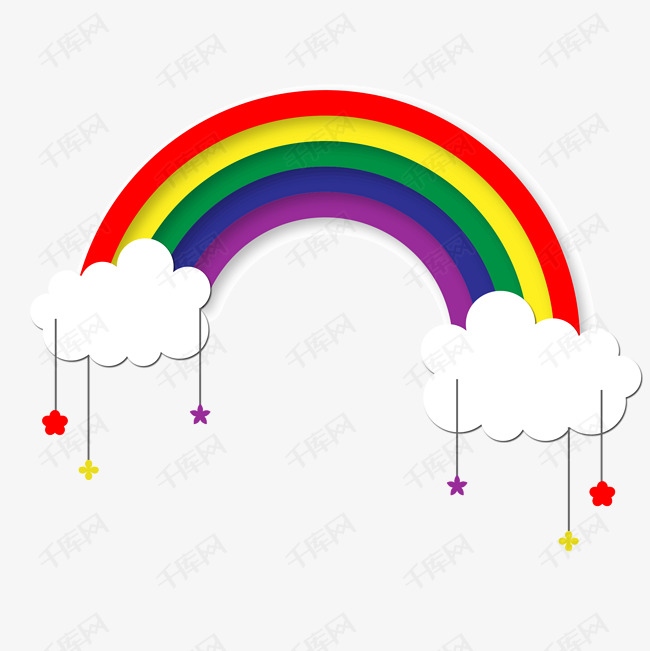 简约彩虹的素材免抠卡通云朵简约彩虹雨后彩虹儿童画幼儿园彩虹画画