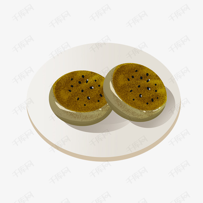 卡通芝麻饼零食插画