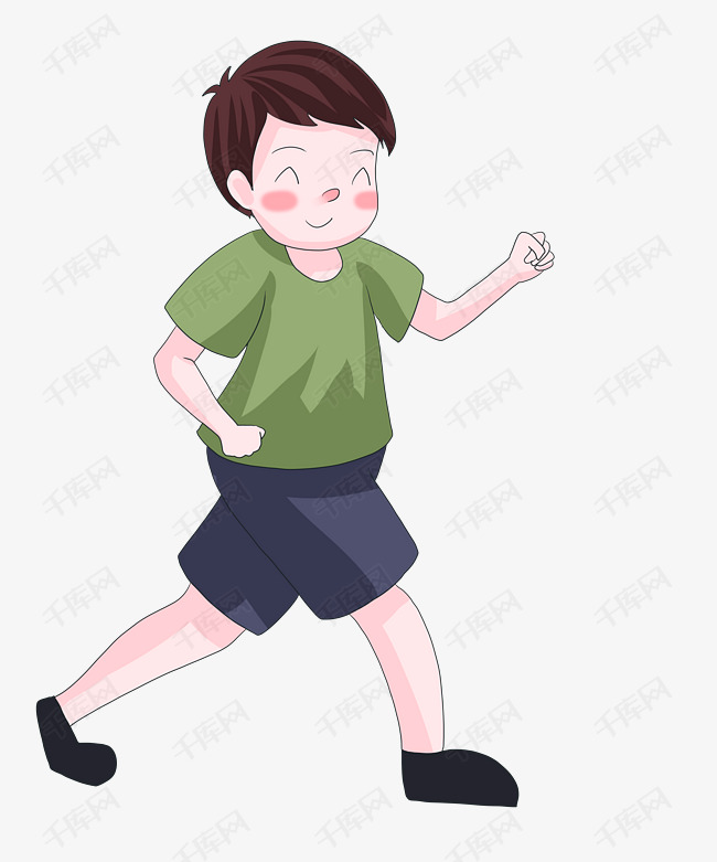 手绘跑步男孩插画