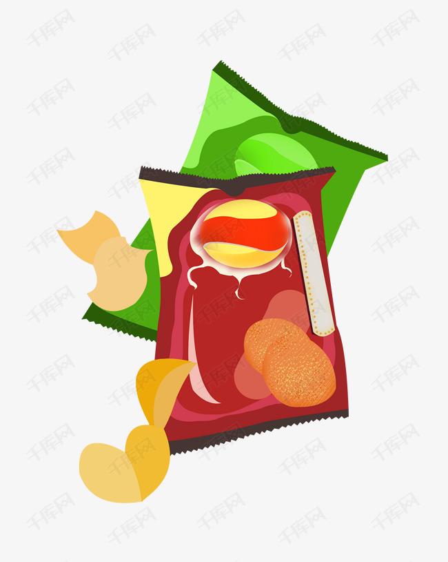 美味零食薯片插画素材图片免费下载_高清psd_千库网