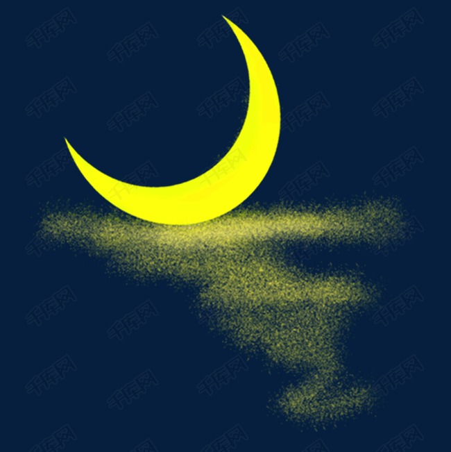黄色弯曲月亮元素素材图片免费下载-千库网