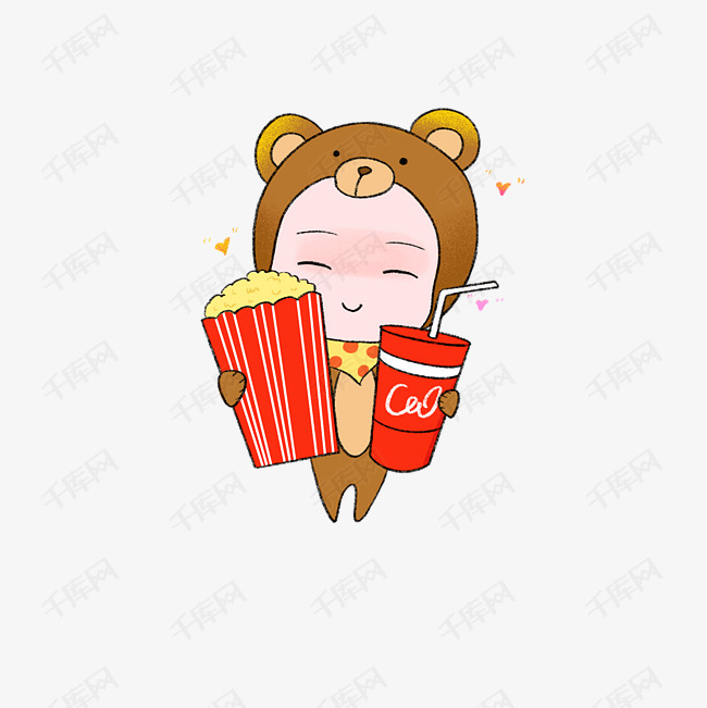 看电影 卡通 暖色系 免扣