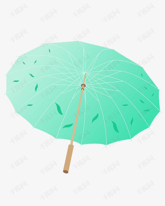 矢量卡通古代雨伞