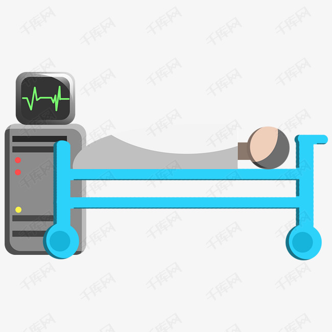 医疗病床卡通插画