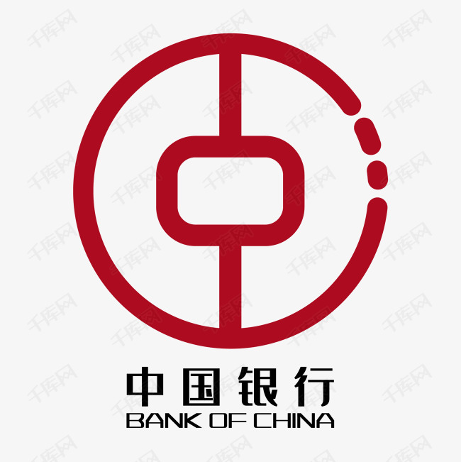 手绘矢量红色中国银行logo图标