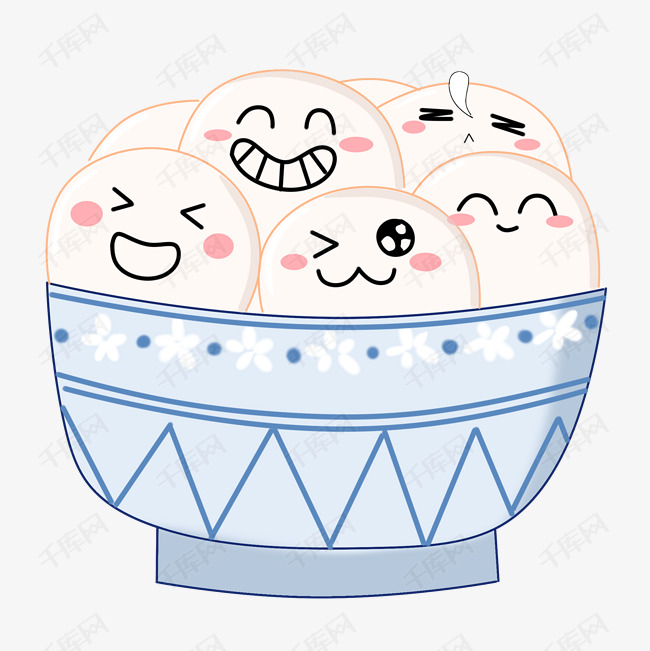 一碗可爱的汤圆插画