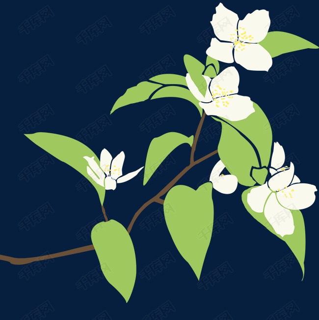 卡通手绘植物插画杏花