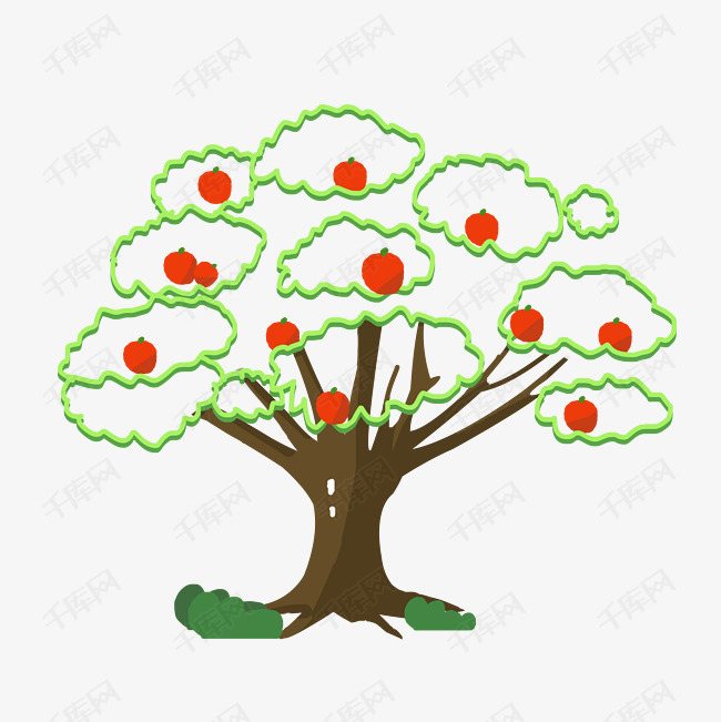 一棵卡通苹果树插画